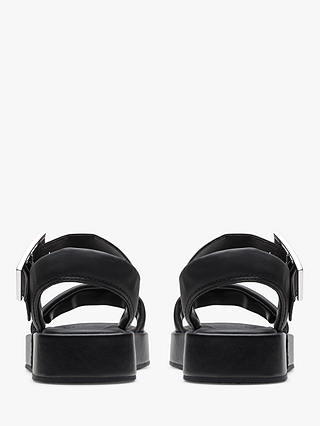 Clarks Alda Wide Fit Leather Strap Sandals, Black
