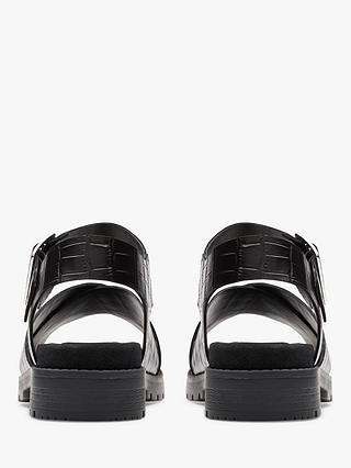 Clarks Orinocco Wide Fit Textured Leather Cross Strap Sandals, Black