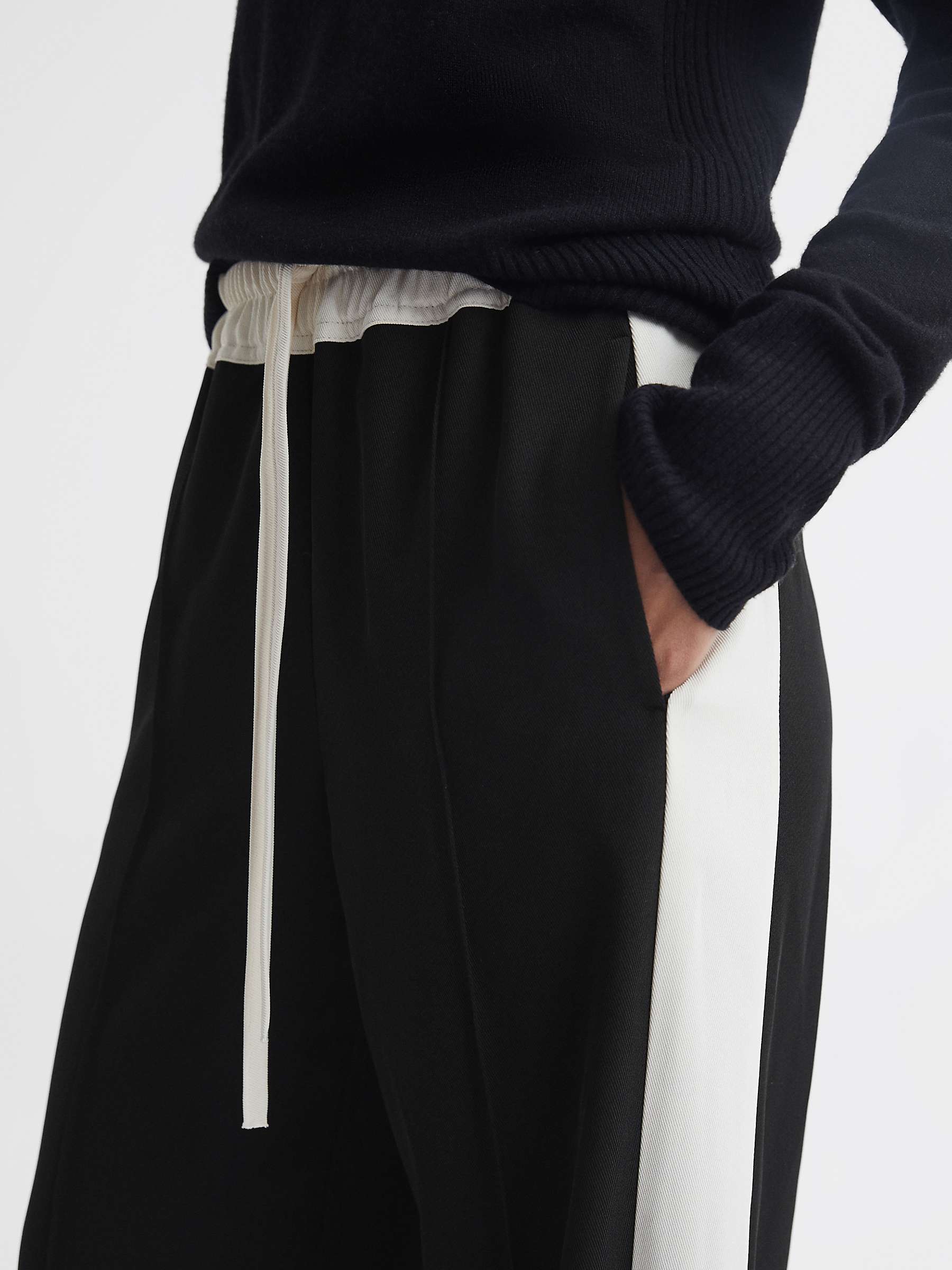 Buy Reiss May Stripe Wide Leg Trousers, Black Online at johnlewis.com