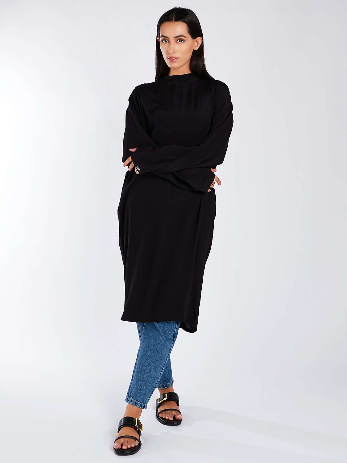 Buy Aab Loose Fit Midi Dress, Black Online at johnlewis.com