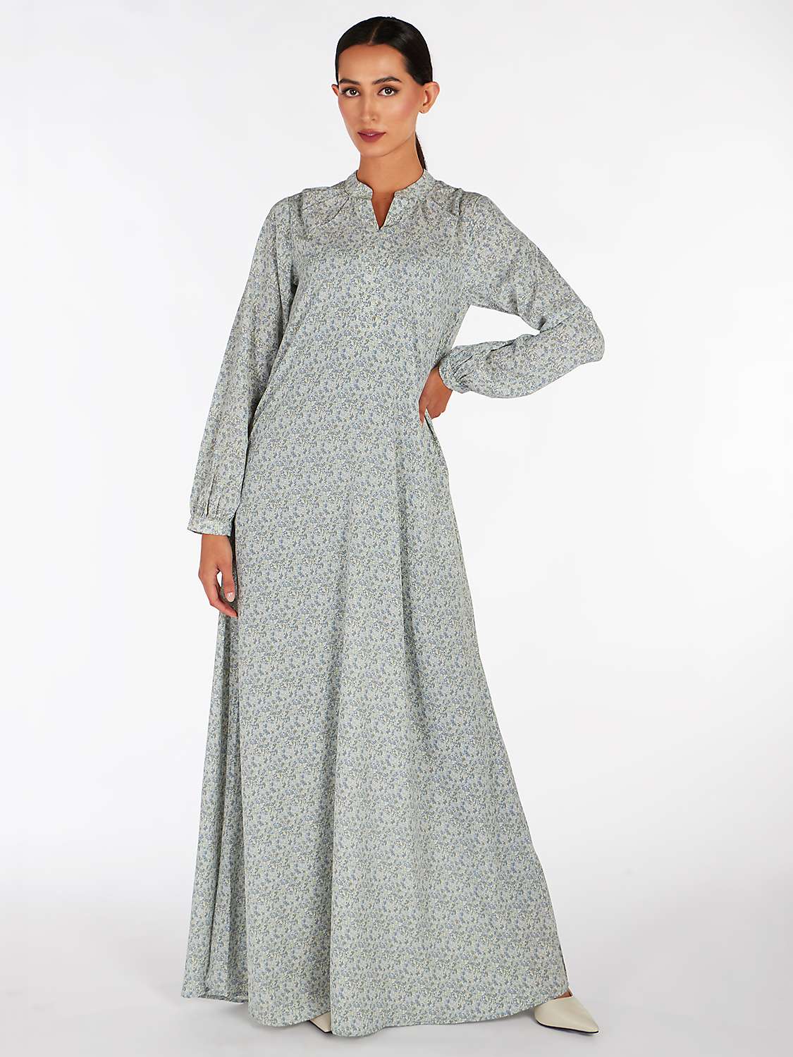 Buy Aab Soft Print Rea Maxi Dress, Grey/Yellow Online at johnlewis.com