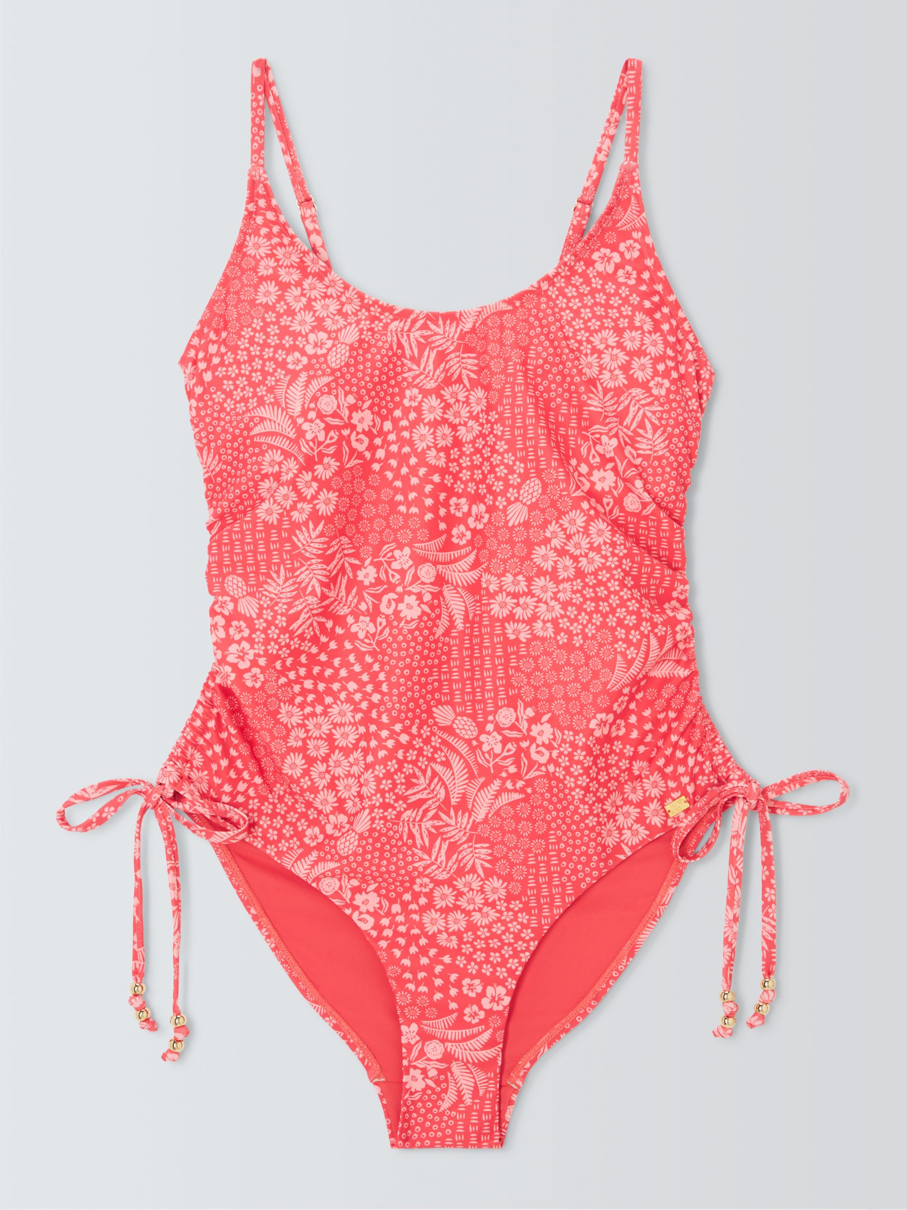 AND/OR Tropical Patchwork Ruched Swimsuit, Pink, 14