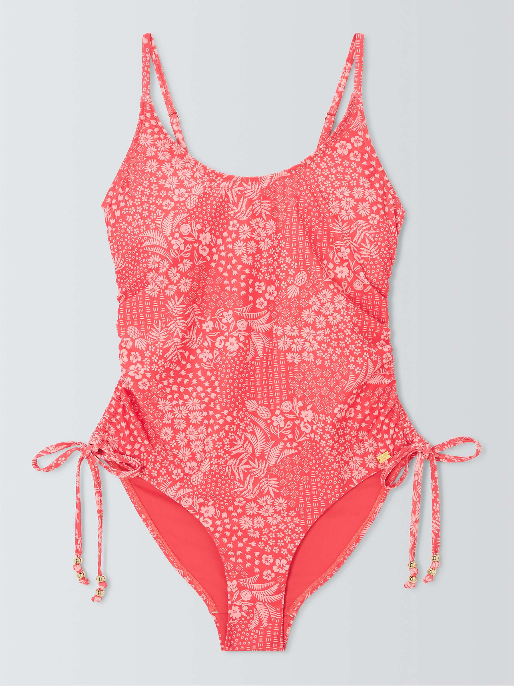 Buy AND/OR Tropical Patchwork Ruched Swimsuit, Pink Online at johnlewis.com