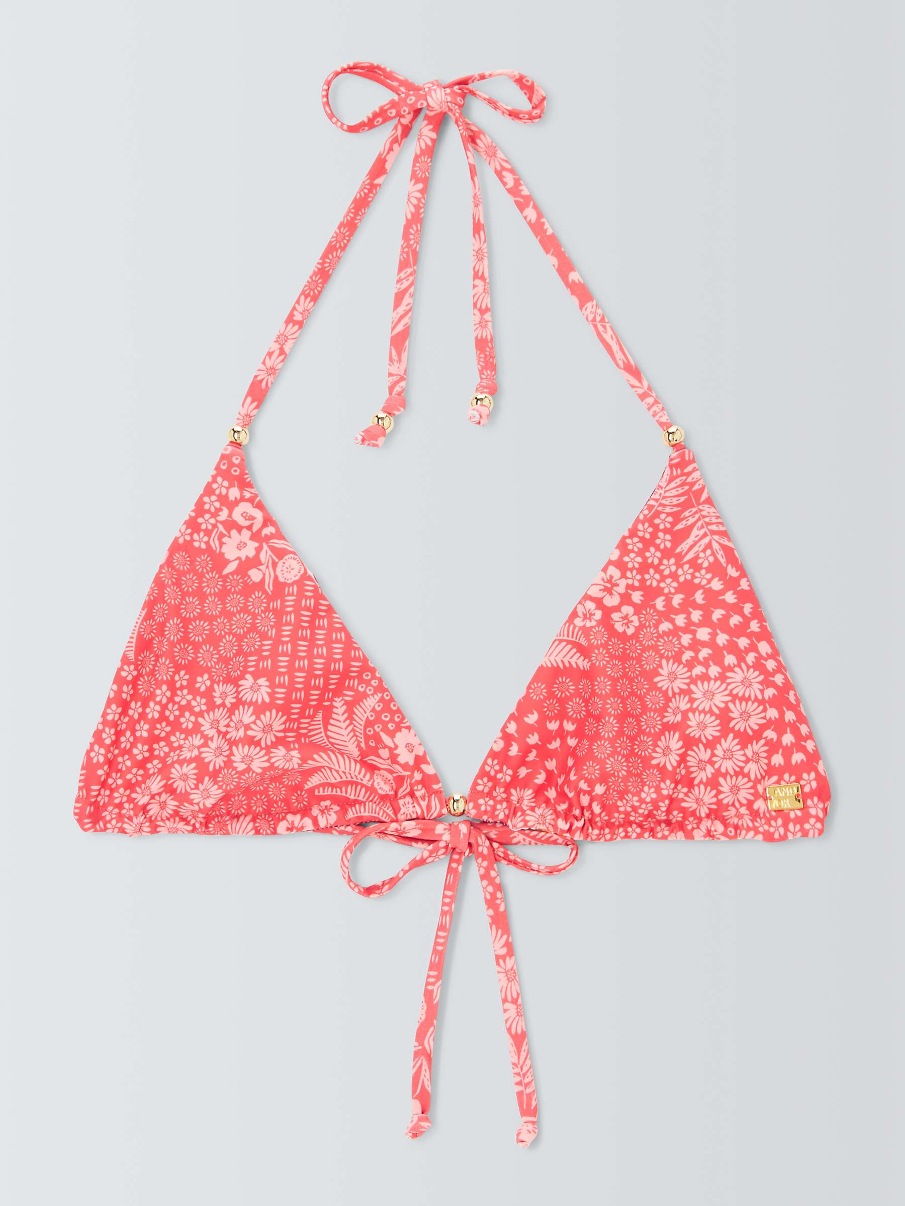 Buy AND/OR Tropical Patchwork Triangle Bikini Top, Pink Online at johnlewis.com