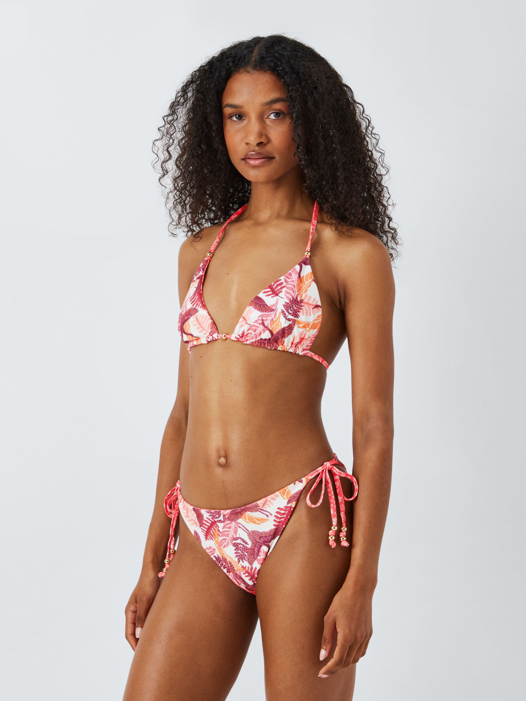 AND/OR Tropical Patchwork Triangle Bikini Top, Pink, 14