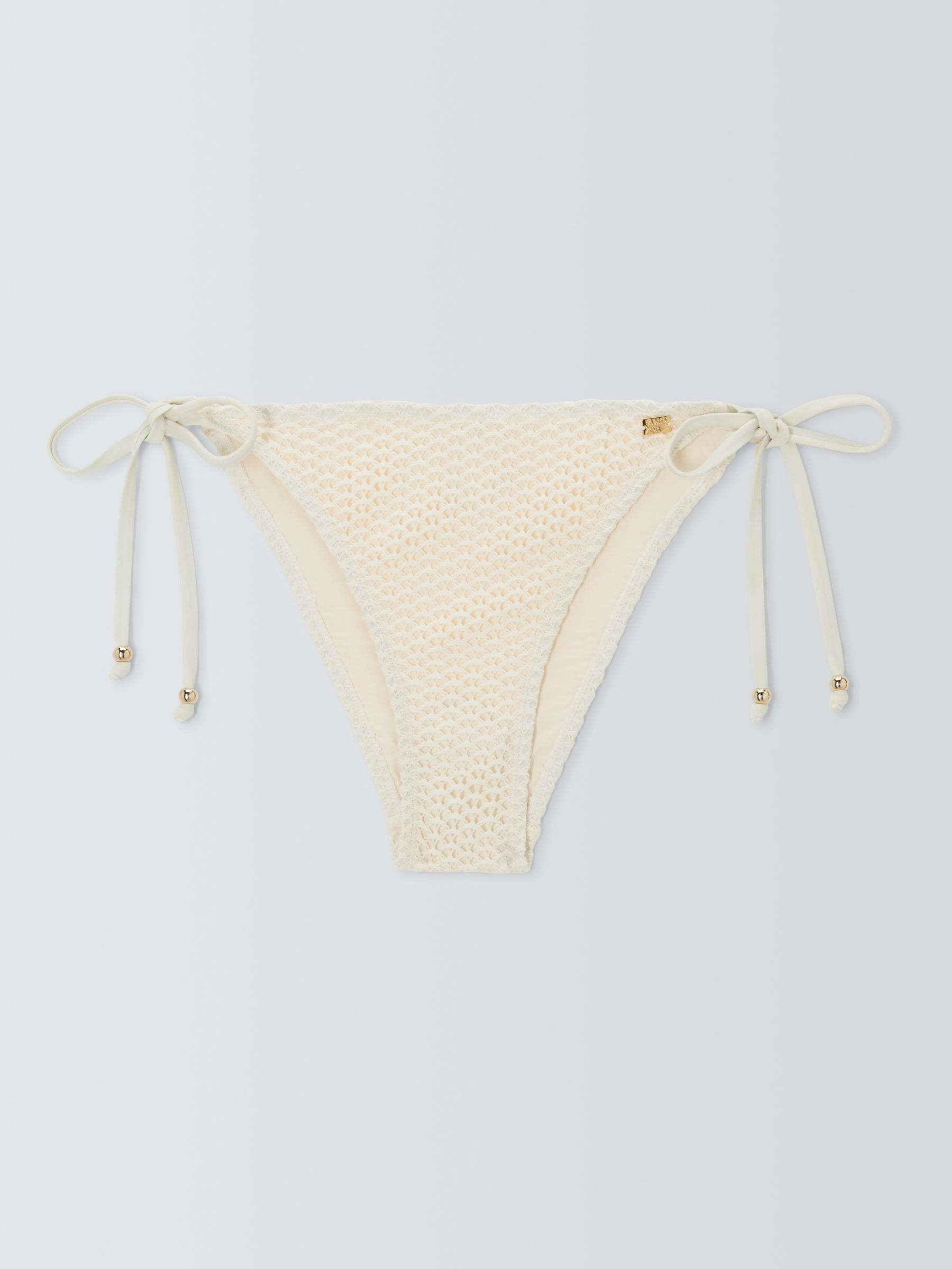AND/OR Crochet Tie Side Bikini Bottoms, Ivory, 8
