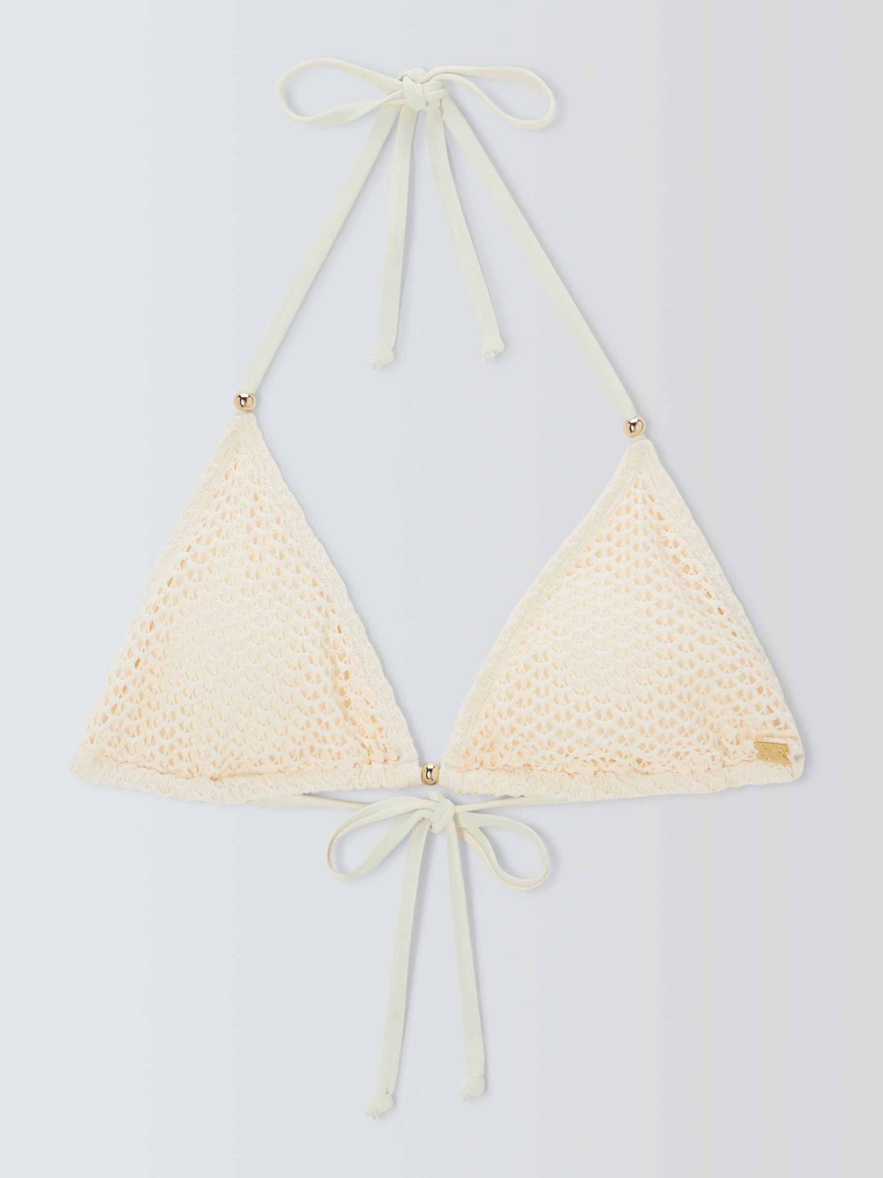 AND/OR Crochet Triangle Bikini Top, Ivory, 8