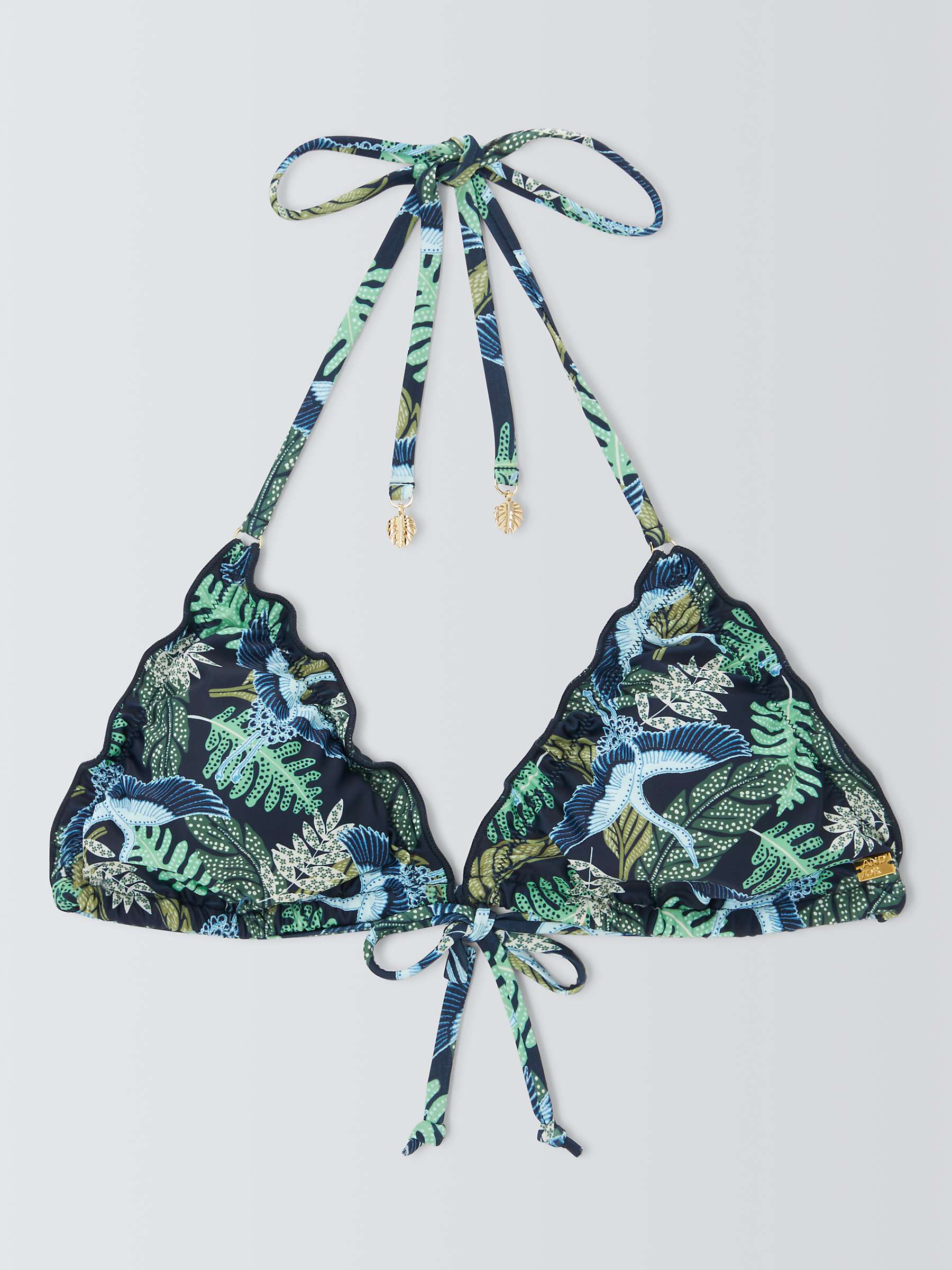 Buy AND/OR Botanical Frill Bikini Top, Navy Online at johnlewis.com
