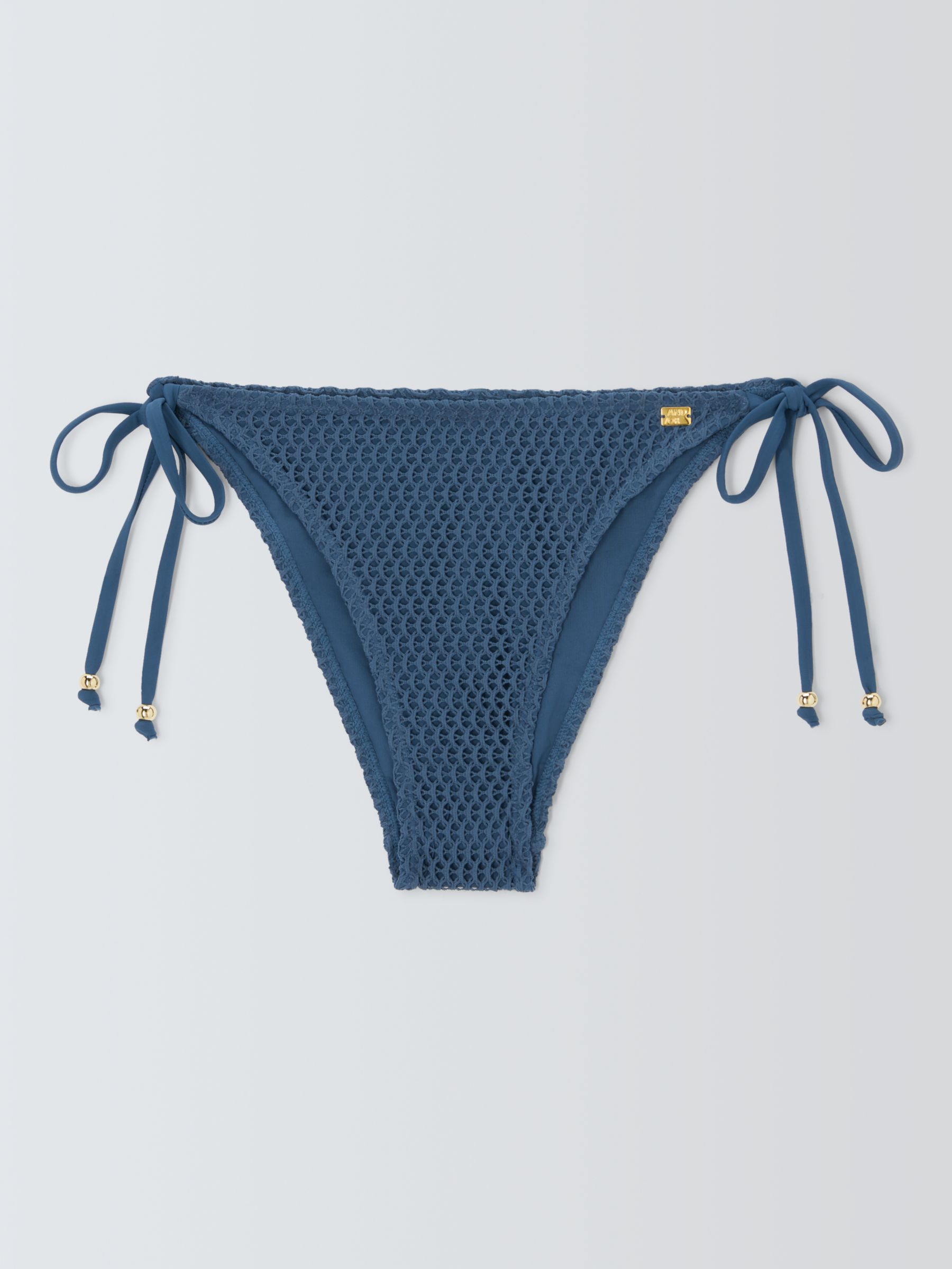 AND/OR Crochet String Bikini Bottoms, Denim, 18