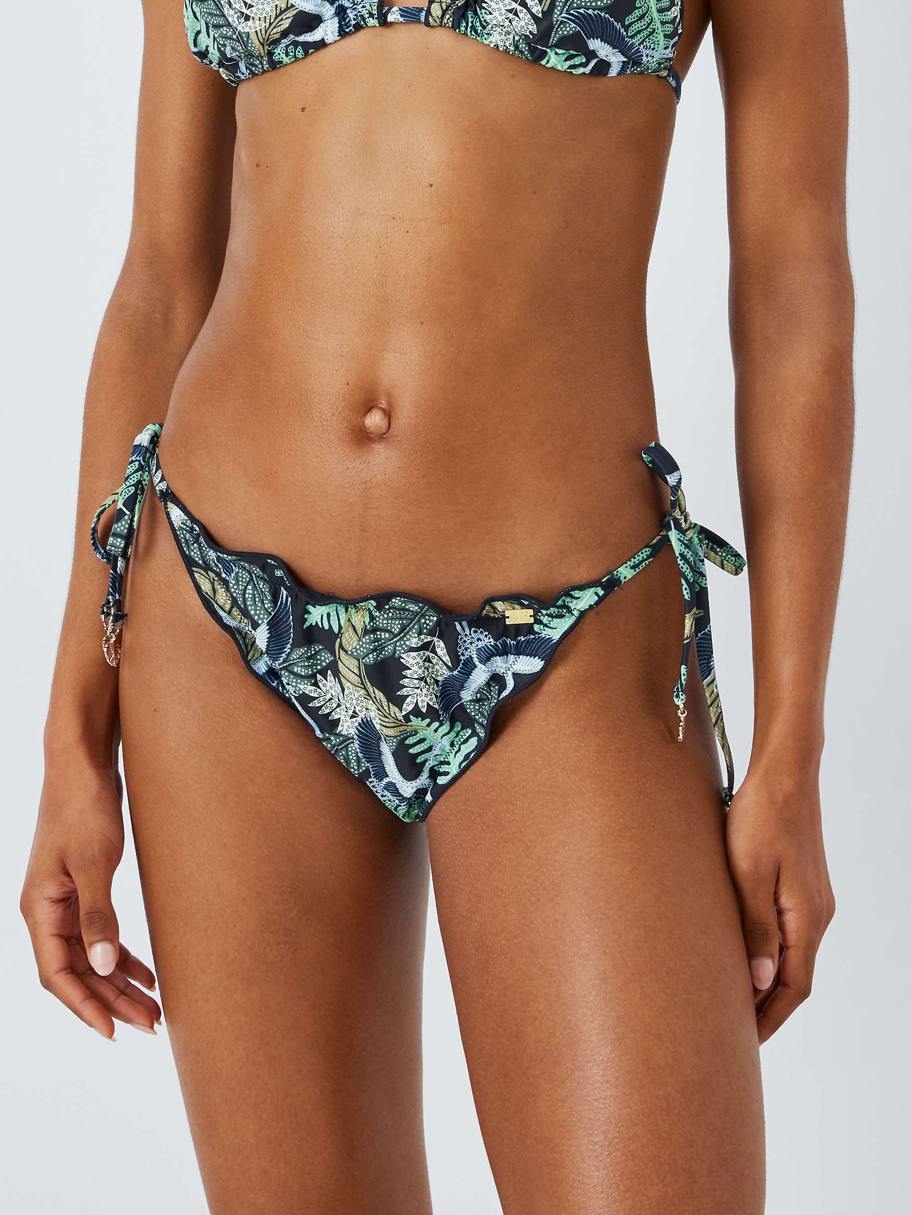Buy AND/OR Botanical Frill Bikini Bottoms, Navy Online at johnlewis.com