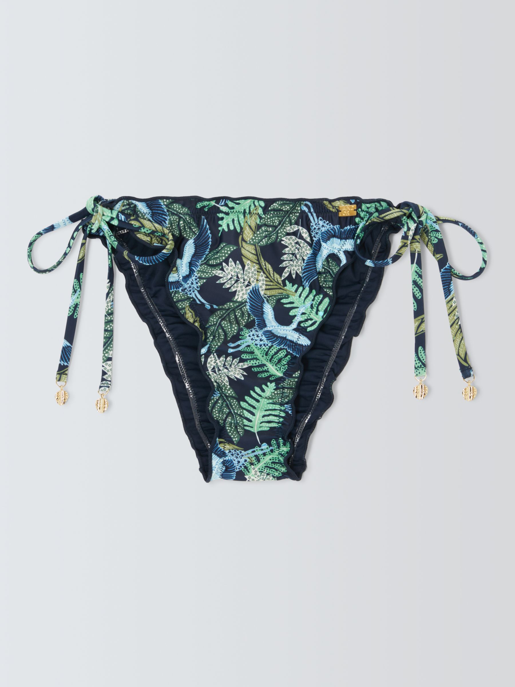 AND/OR Botanical Frill Bikini Bottoms, Navy, 8