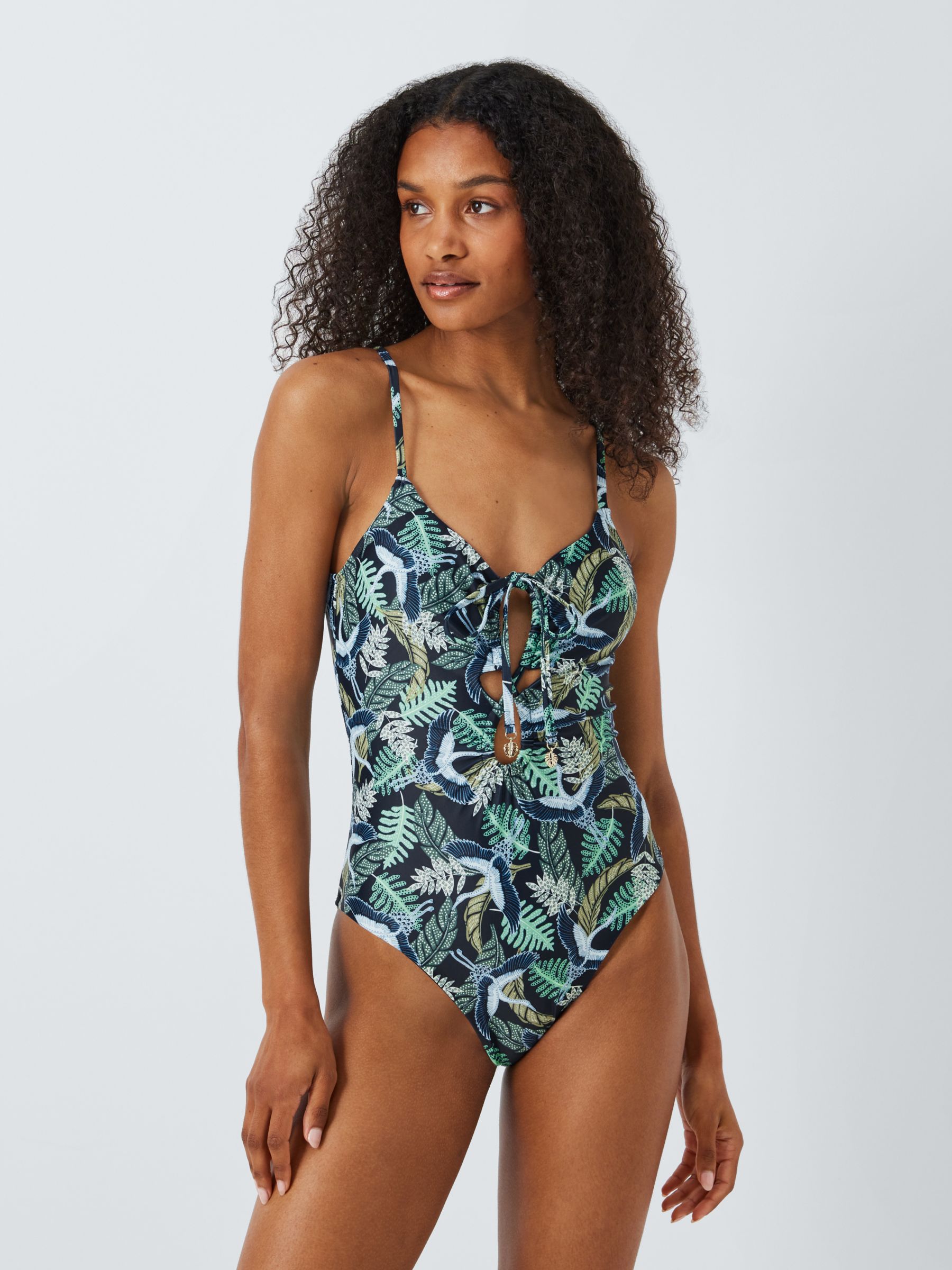 AND/OR Botanical Print Swimsuit, Navy/Multi, 18