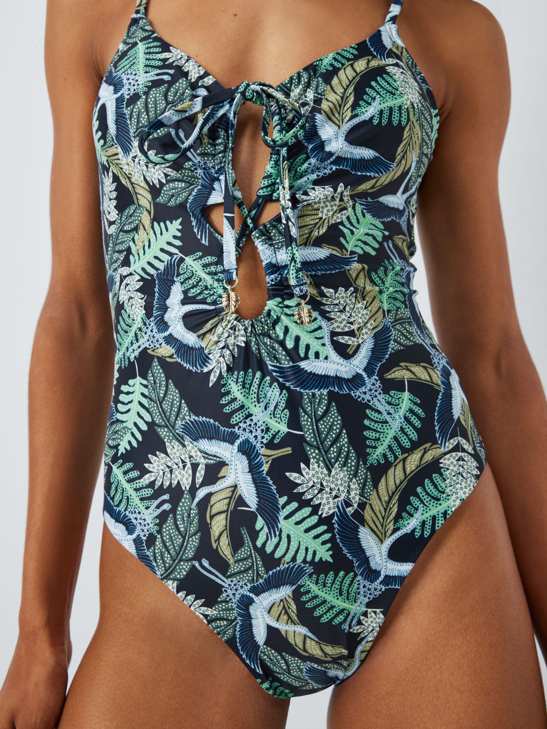 AND/OR Botanical Print Swimsuit, Navy/Multi, 18