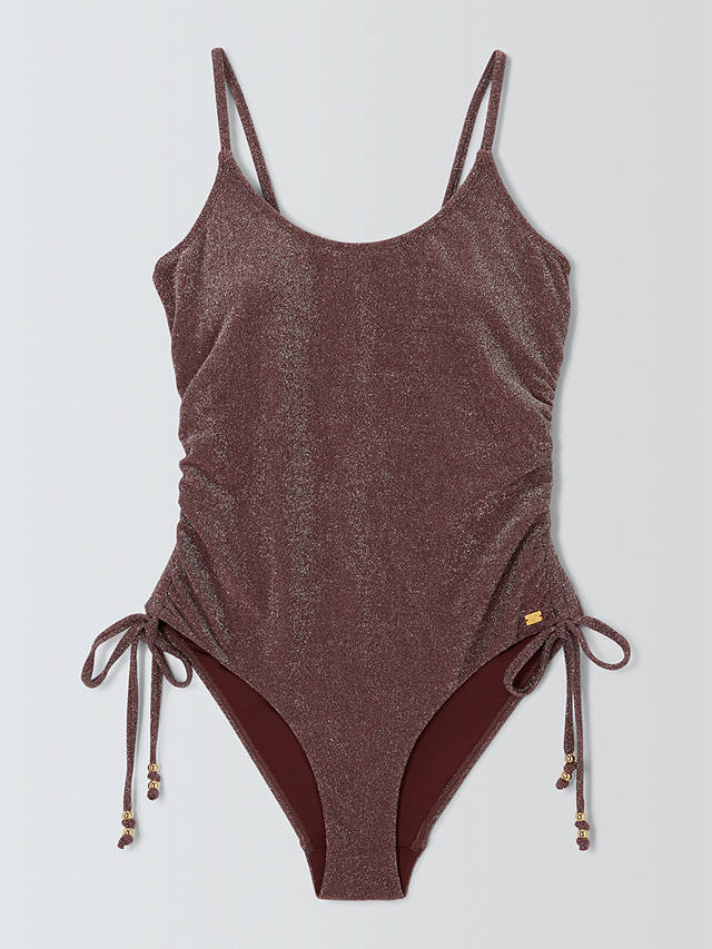 AND/OR Shimmer Ruched Swimsuit, Chocolate