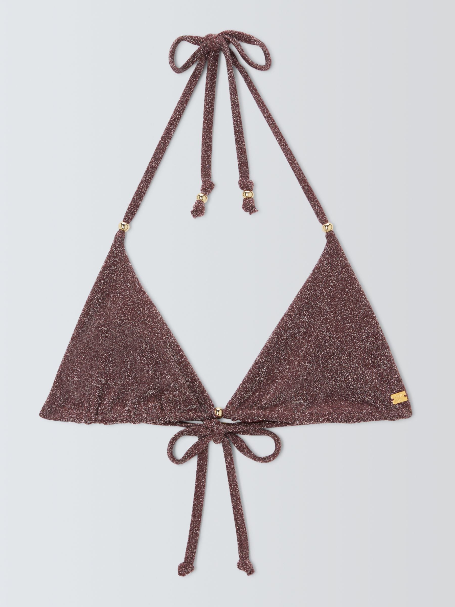 AND/OR Shimmer Triangle Bikini Top, Chocolate, 8