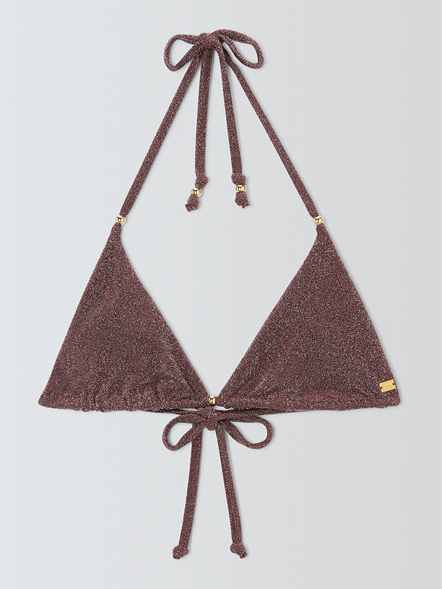AND/OR Shimmer Triangle Bikini Top, Chocolate