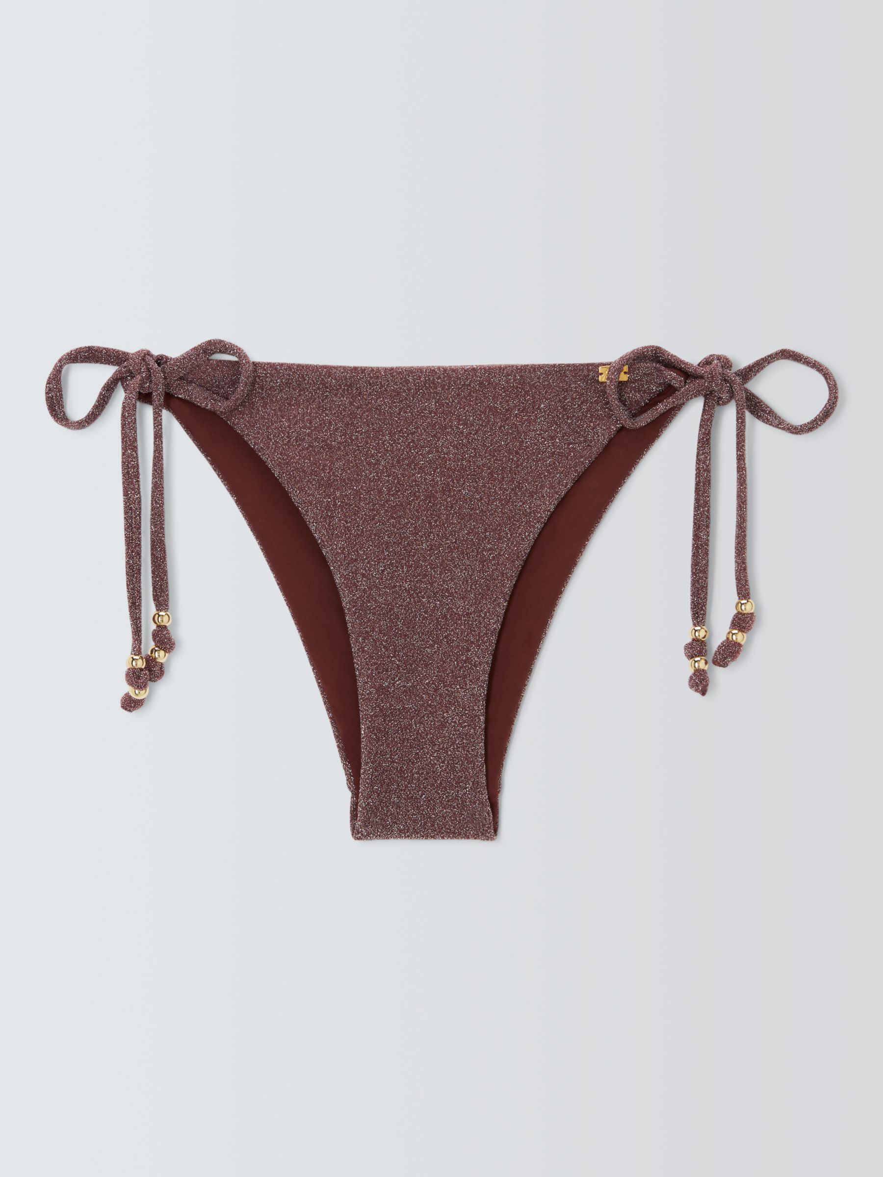 AND/OR Shimmer String Bikini Bottoms, Chocolate, 8