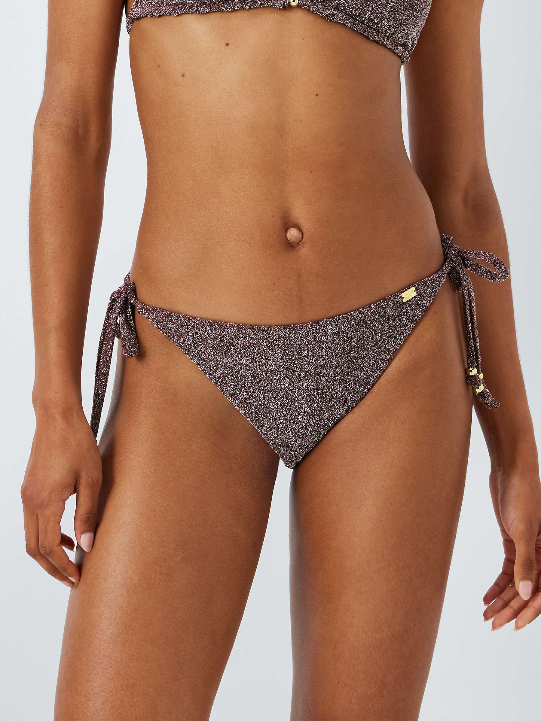 Buy AND/OR Shimmer String Bikini Bottoms, Chocolate Online at johnlewis.com
