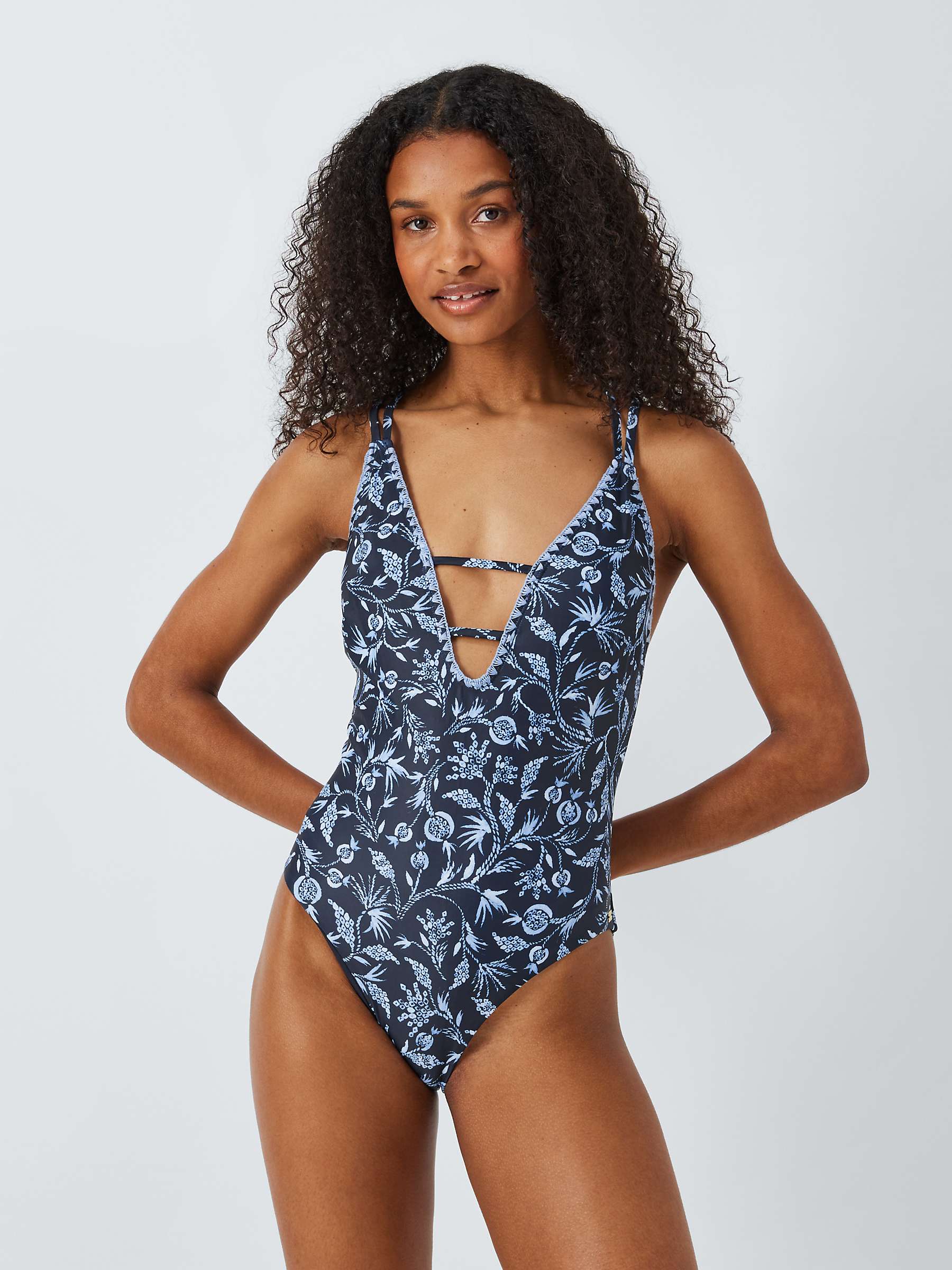 Buy AND/OR Shibori Crossover Back Swimsuit, Denim Online at johnlewis.com