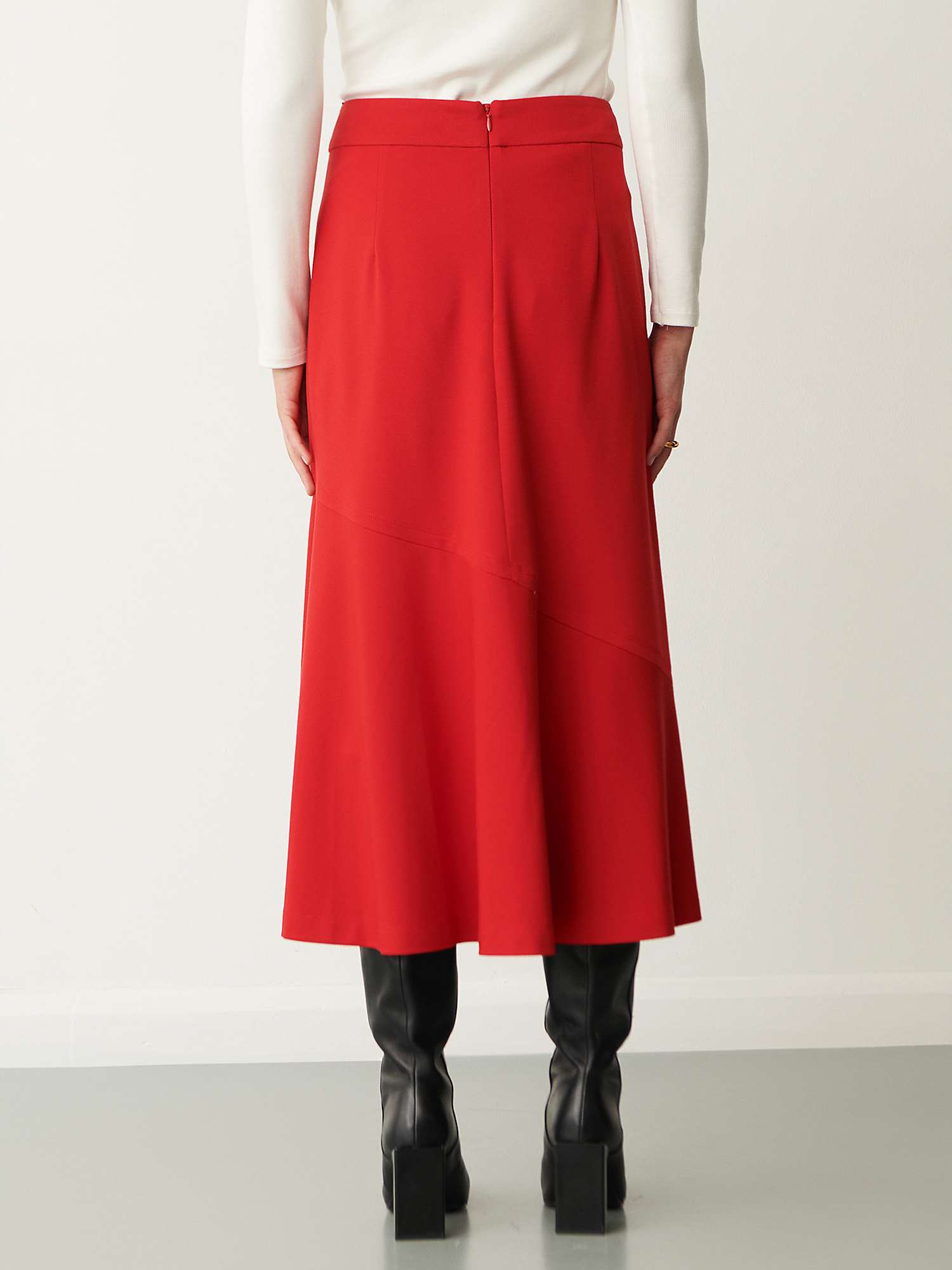 Finery Grace Midi Skirt, Red at John Lewis & Partners