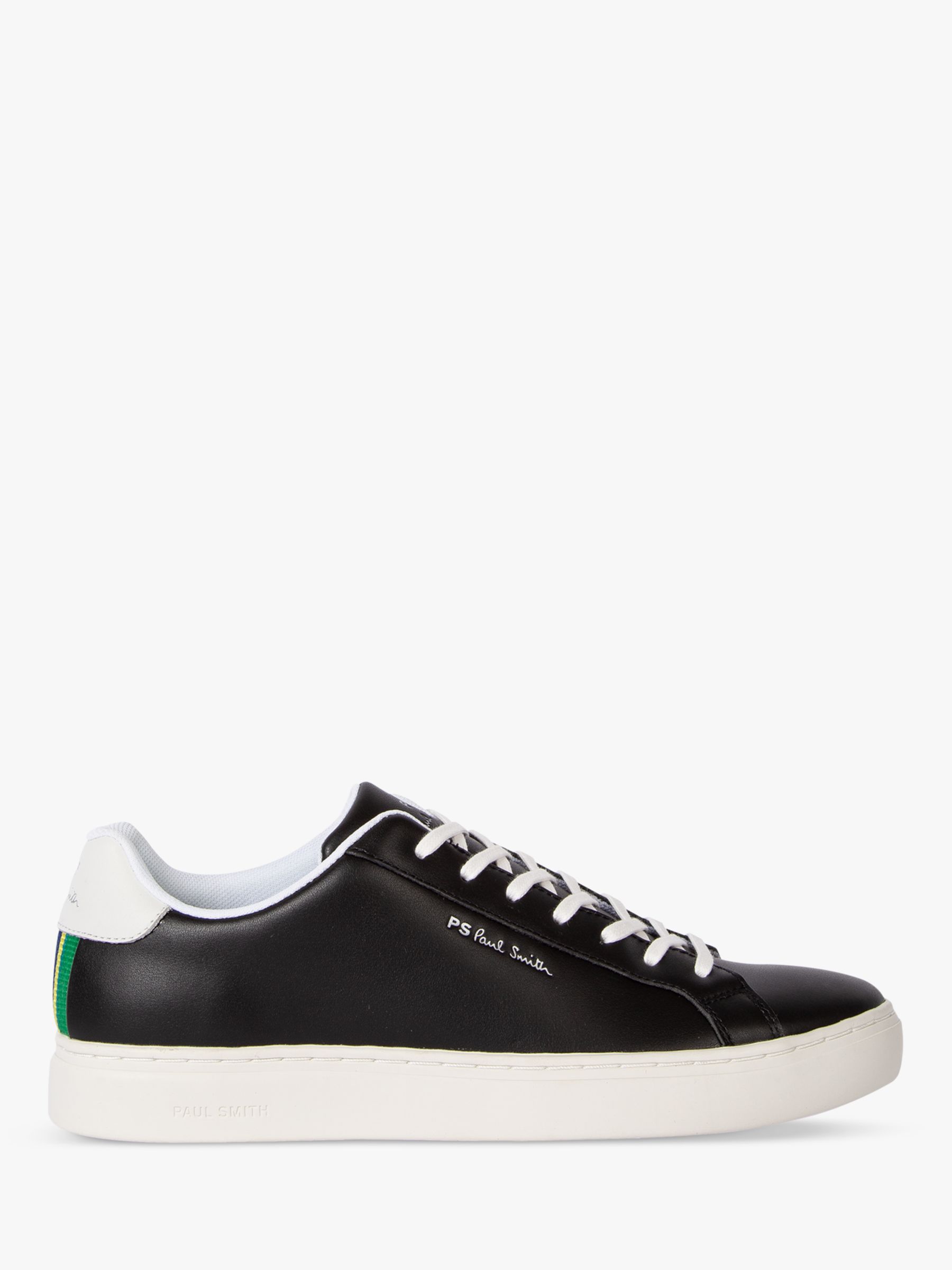 Paul Smith Rex Tape Detail Low Top Leather Trainers, Black, 7
