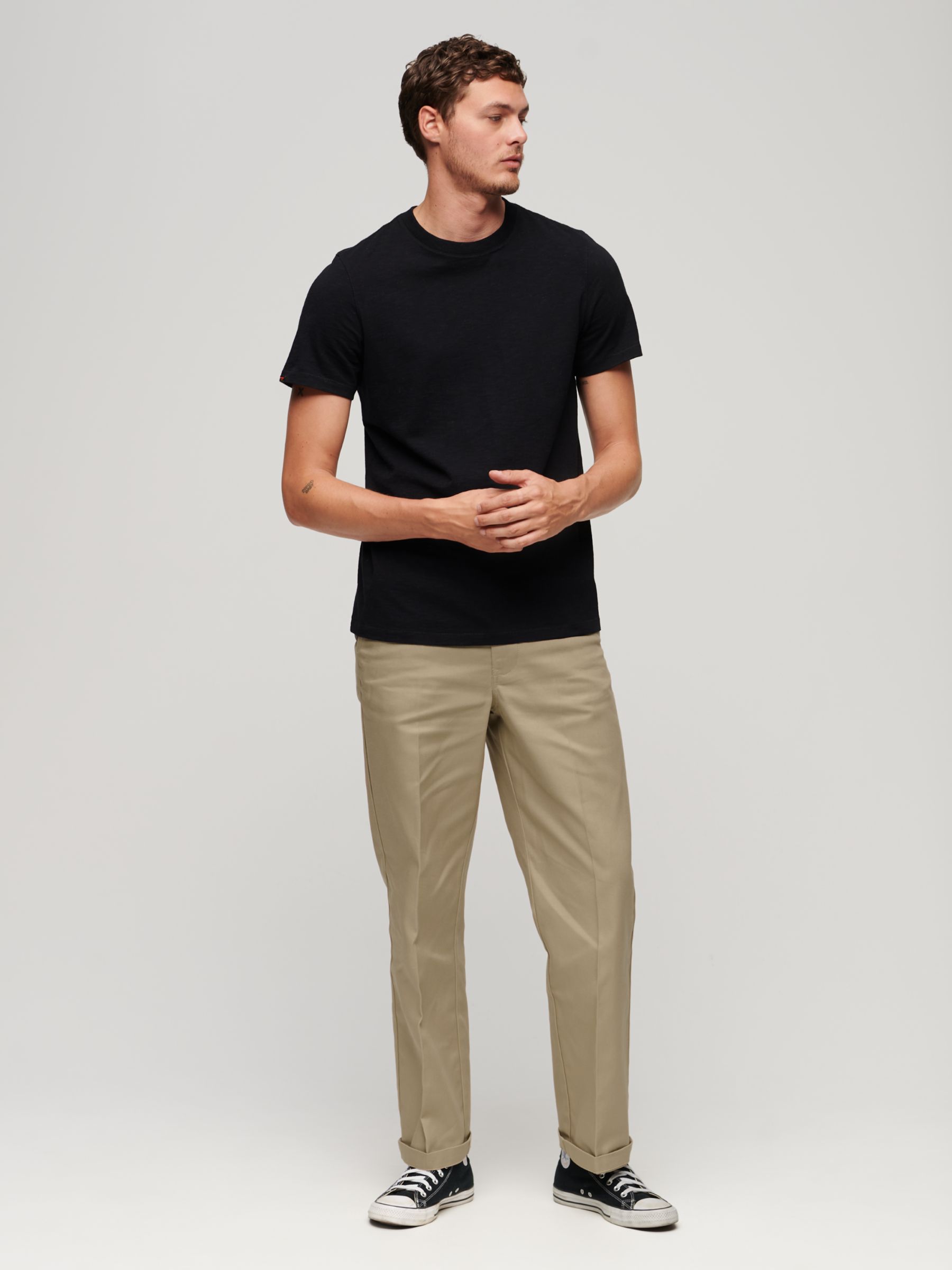 Superdry Straight Chinos, Taupe Brown at John Lewis & Partners