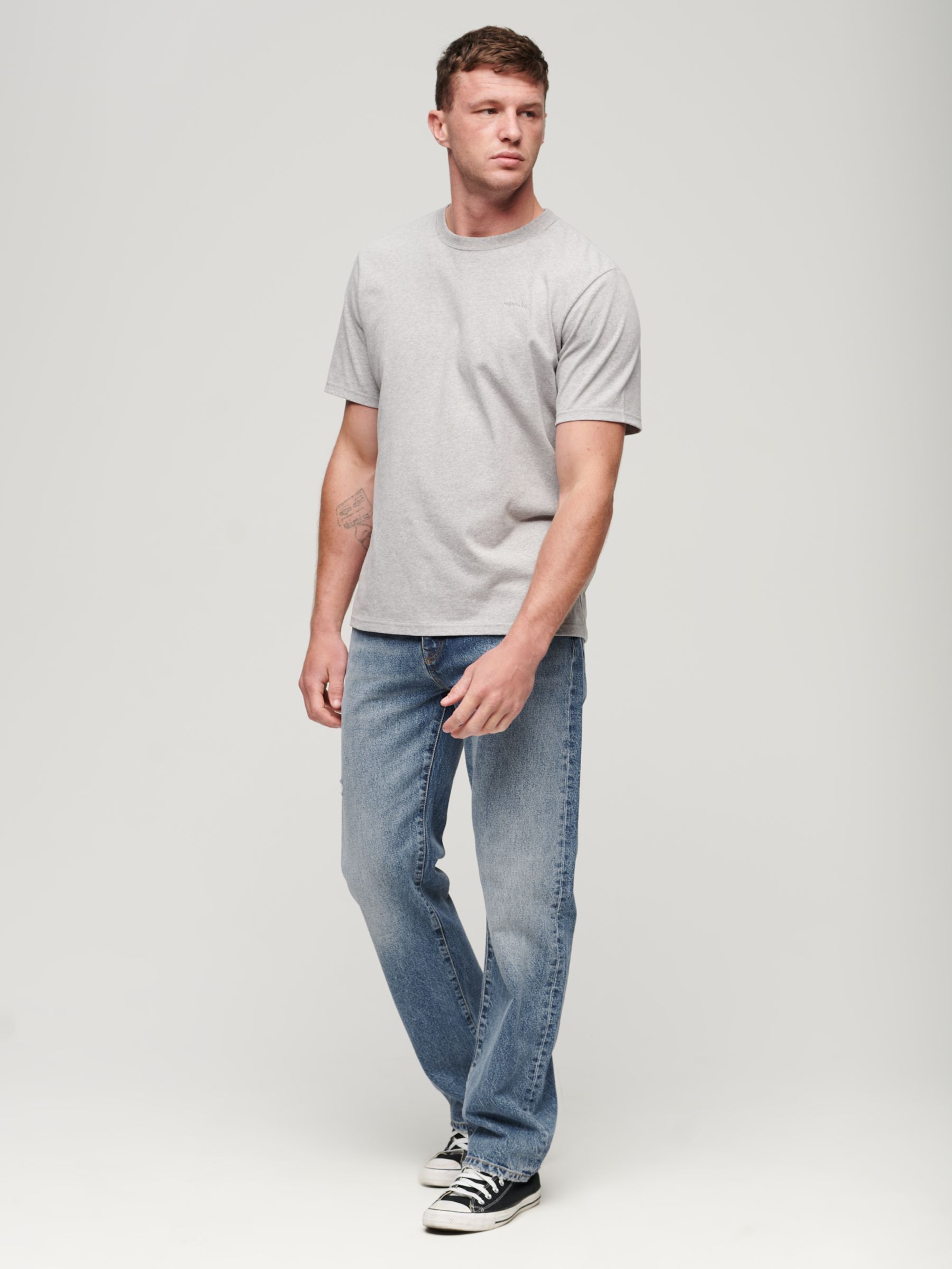 Buy Superdry Organic Cotton Vintage Straight Jeans, Mid Blue Online at johnlewis.com