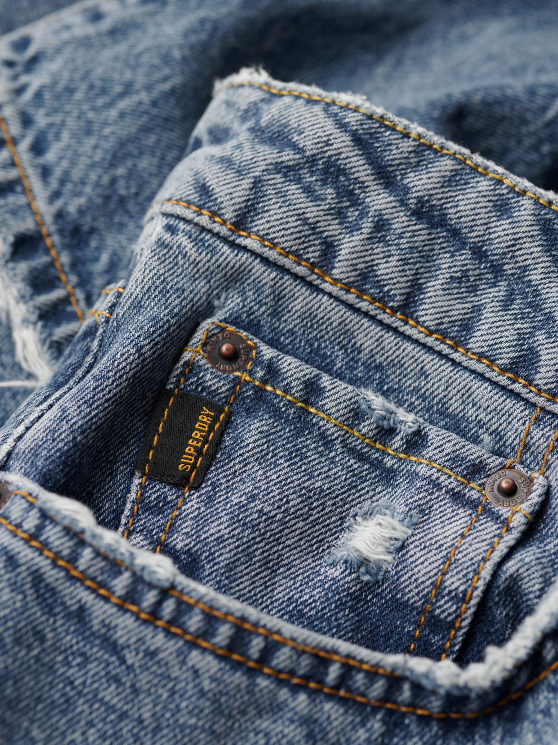 Superdry Organic Cotton Vintage Straight Jeans, Mid Blue, W36/L34