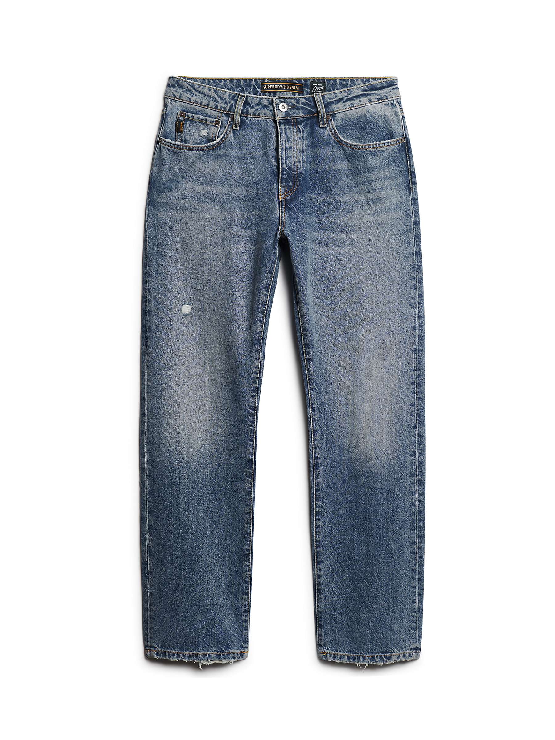 Buy Superdry Organic Cotton Vintage Straight Jeans, Mid Blue Online at johnlewis.com
