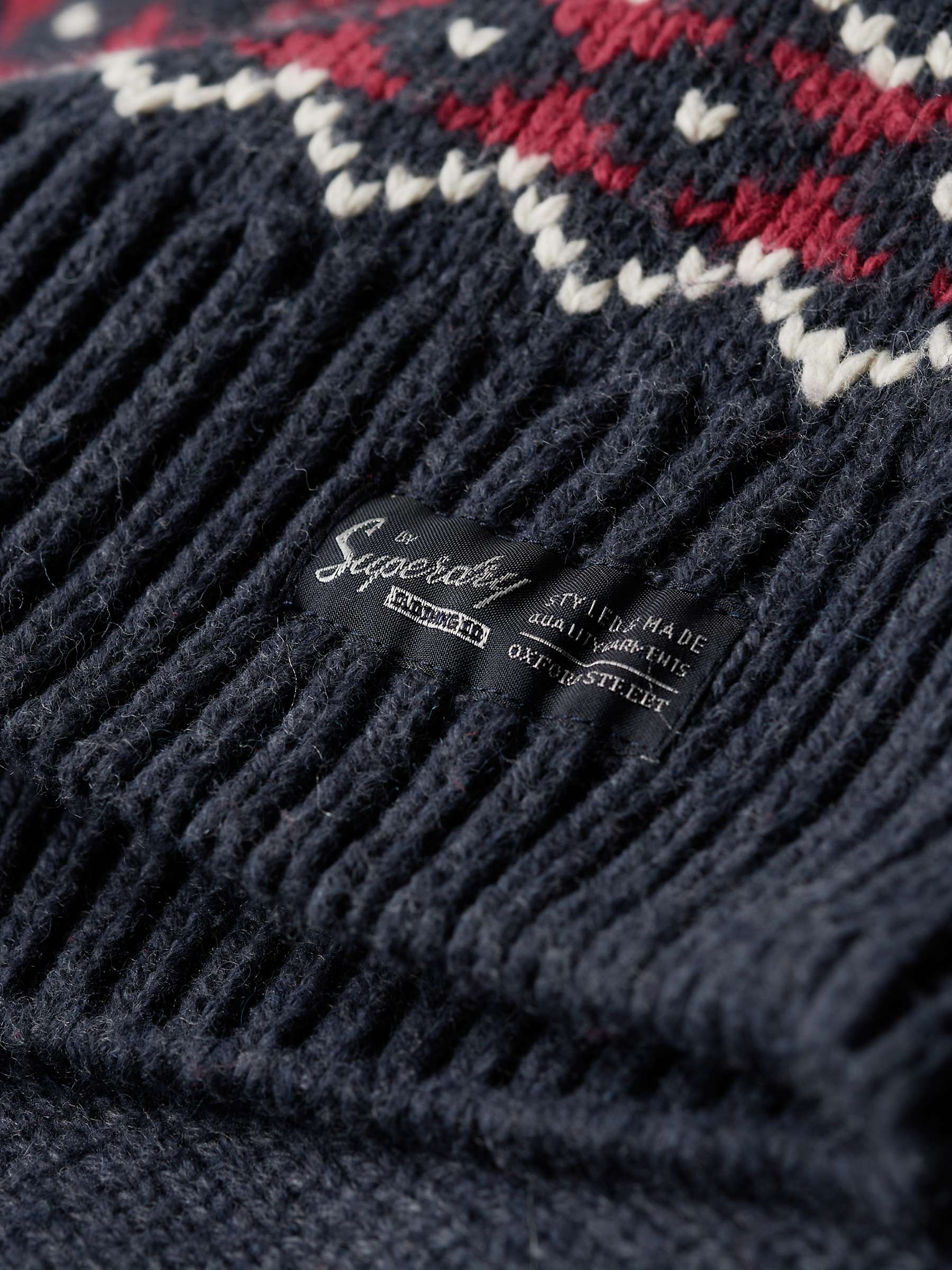 Buy Superdry Wool Blend Zip Thorugh Knitted Cardigan, Navy/Multi Online at johnlewis.com