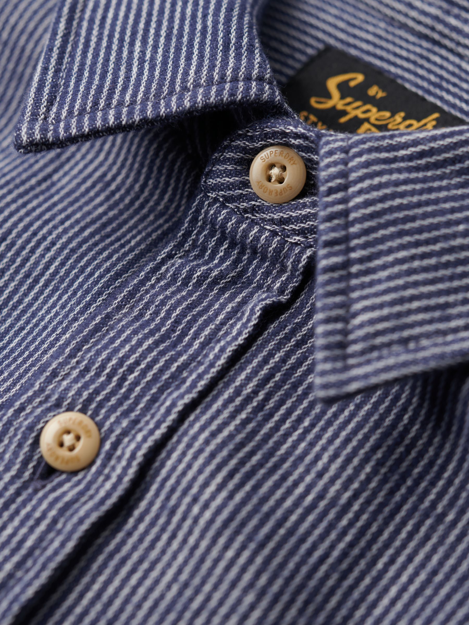 Superdry Vintage Plain Workwear Shirt, Indigo at John Lewis & Partners