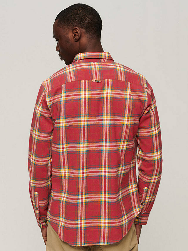 Superdry Organic Cotton Long Sleeve Lumberjack Shirt, Drayton Check Red