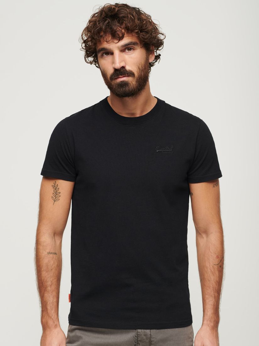 Superdry Organic Cotton Essential Logo T-Shirt, Black at John Lewis ...