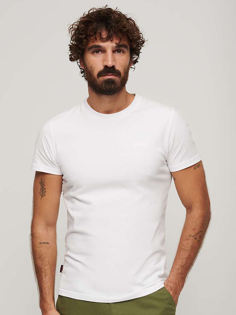 Superdry Organic Cotton Essential Logo T-Shirt, Optic at John Lewis ...