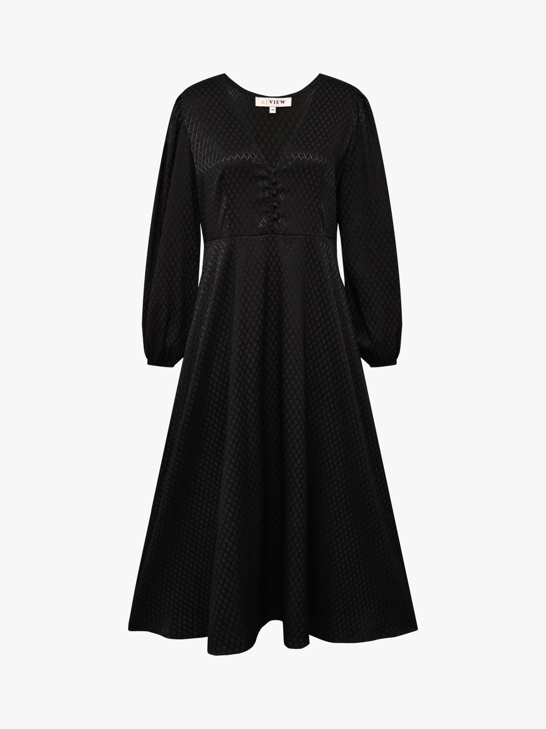 A-VIEW Enitta Long Sleeve Midi Dress, Black at John Lewis & Partners