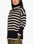 A-VIEW Alvena Stripe Knit Jumper, Black/Off White