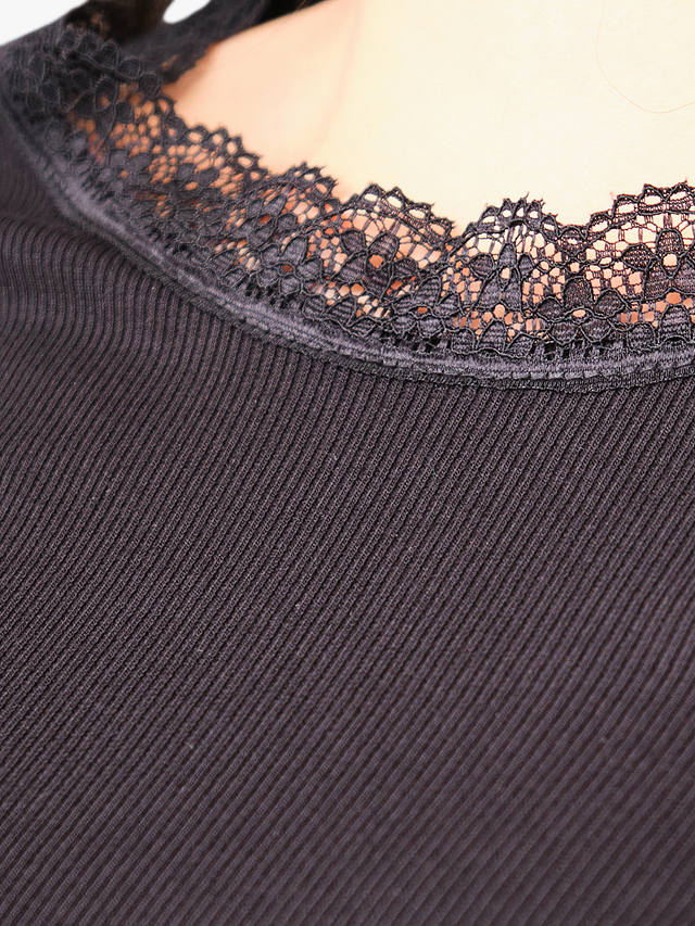 A-VIEW Florine Short Sleeve Lace Neck Top, 999 Black