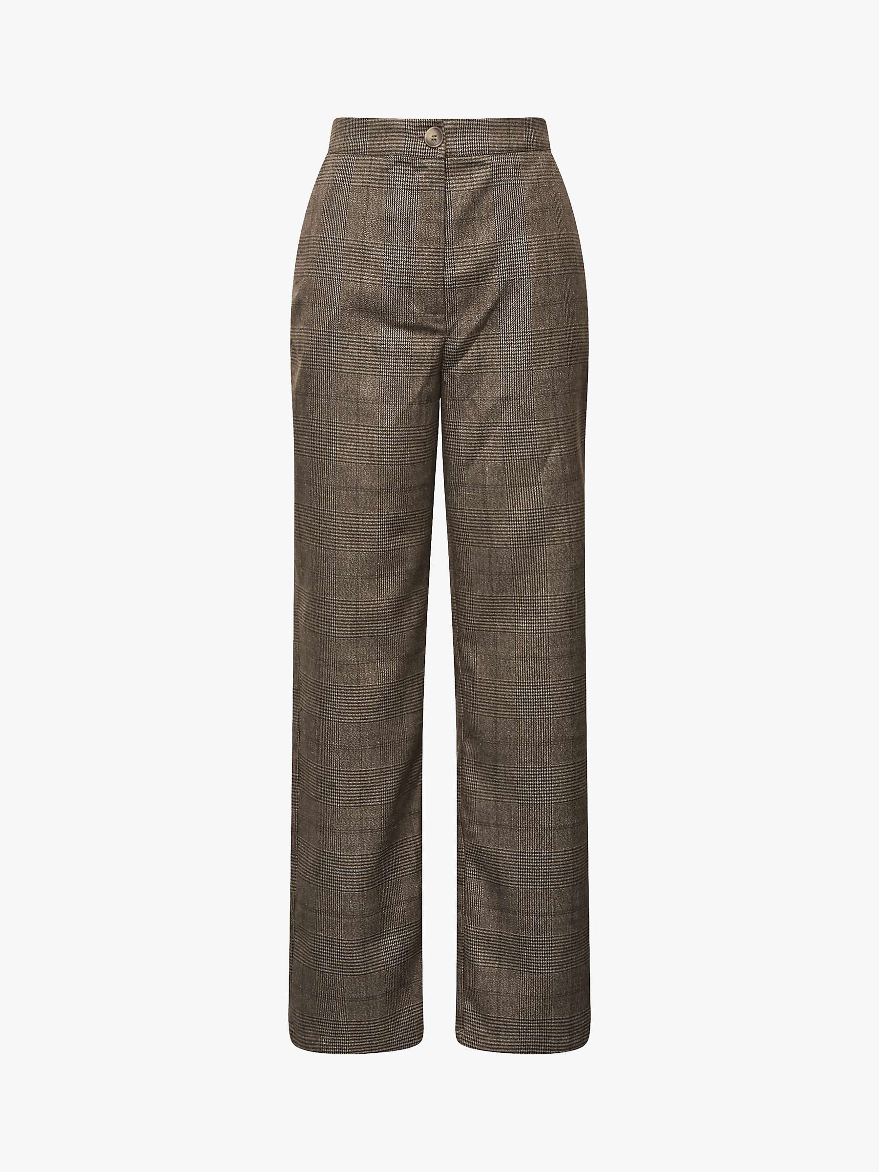 Buy A-VIEW Annali Check Wide Leg Trousers, Brown Online at johnlewis.com