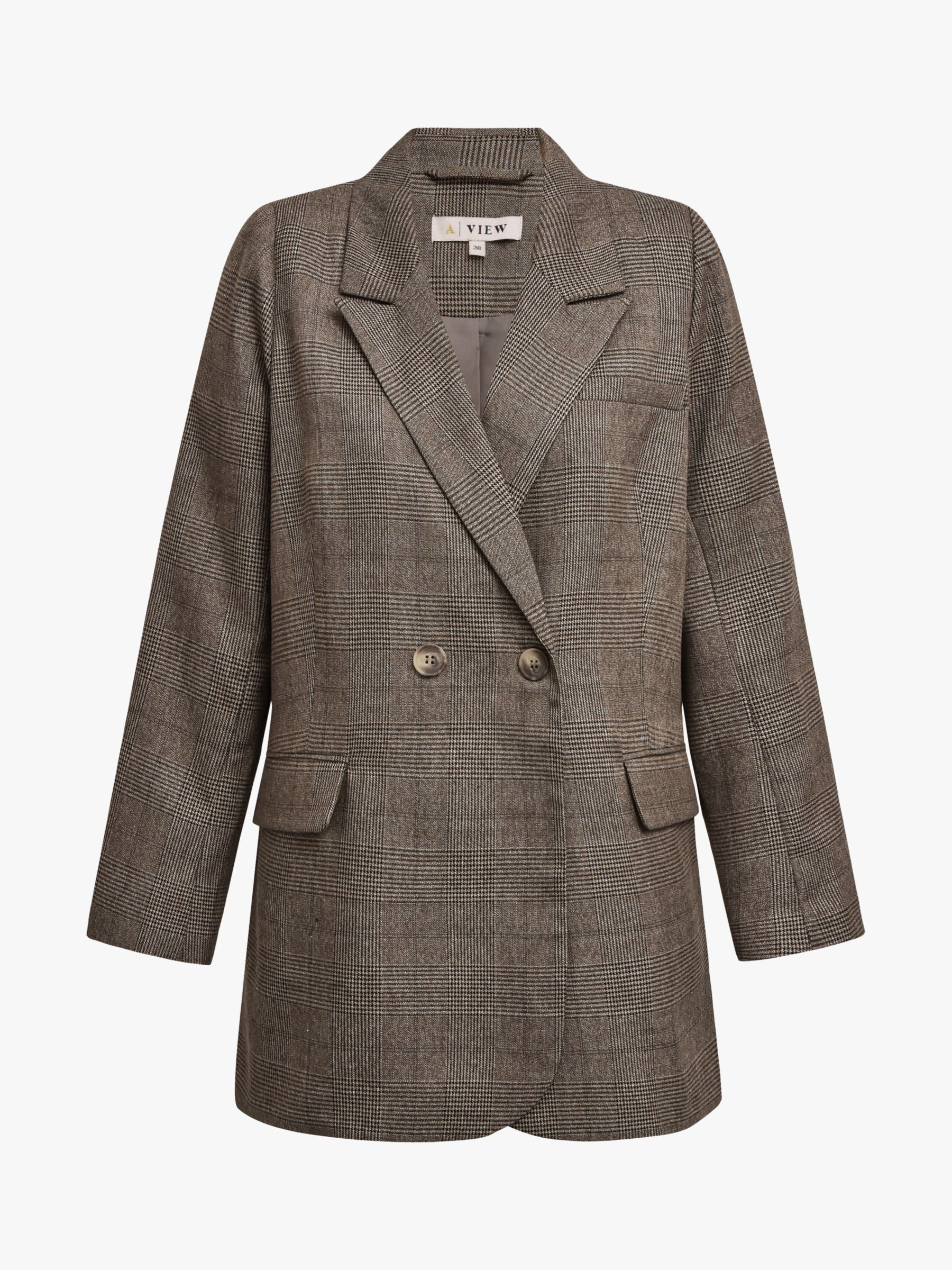 Buy A-VIEW Annali Oversized Check Blazer, Brown Online at johnlewis.com