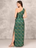Adian Mattox by Adrianna Papell Jacquard Column Maxi Dress, Emerald/Multi, Emerald/Multi