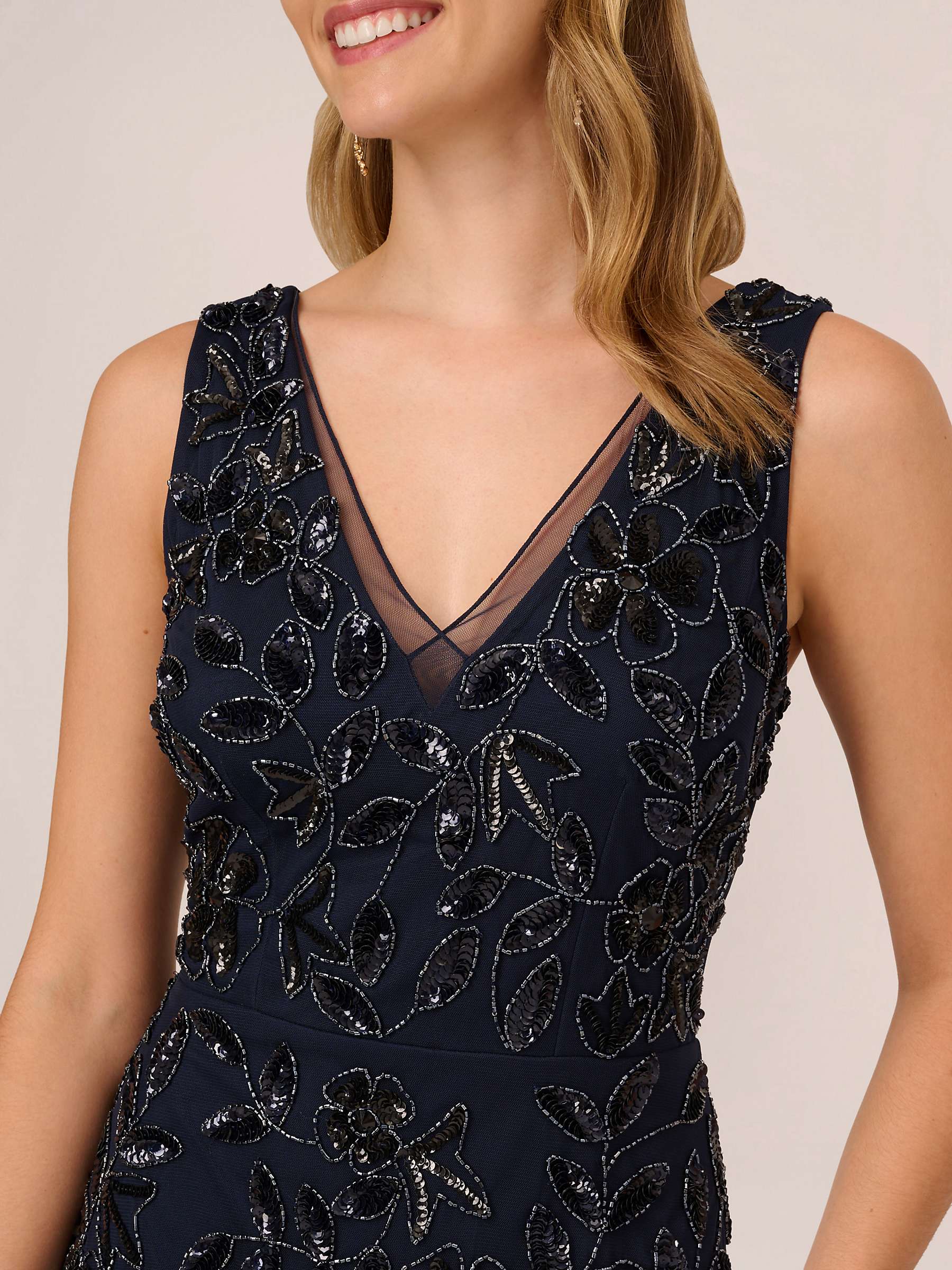 Buy Adrianna Papell Beaded Ankle Length Gown, Navy Online at johnlewis.com