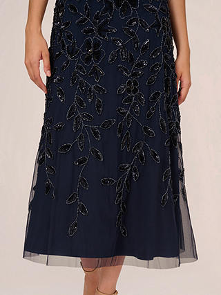 Adrianna Papell Beaded Ankle Length Gown, Navy