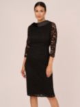 Adrianna Papell Roll Neck Lace Sleeve Sheath Dress, Black