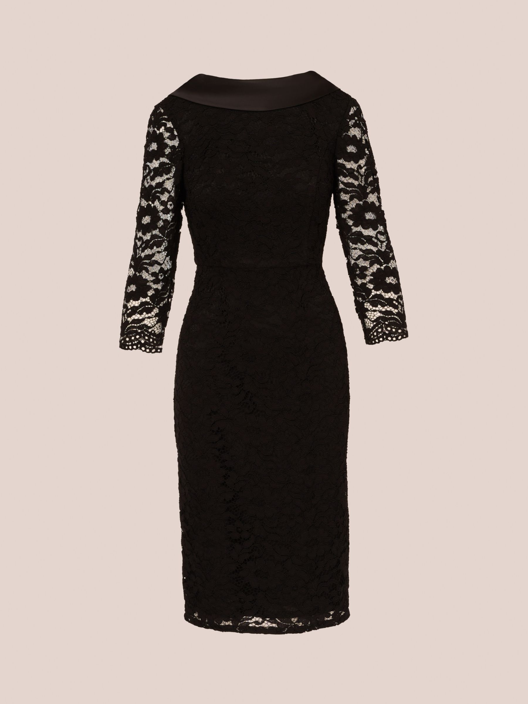Adrianna Papell Roll Neck Lace Sleeve Sheath Dress, Black at John Lewis ...