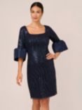 Adrianna Papell Embroidered Bell Sleeve Dress, Midnight