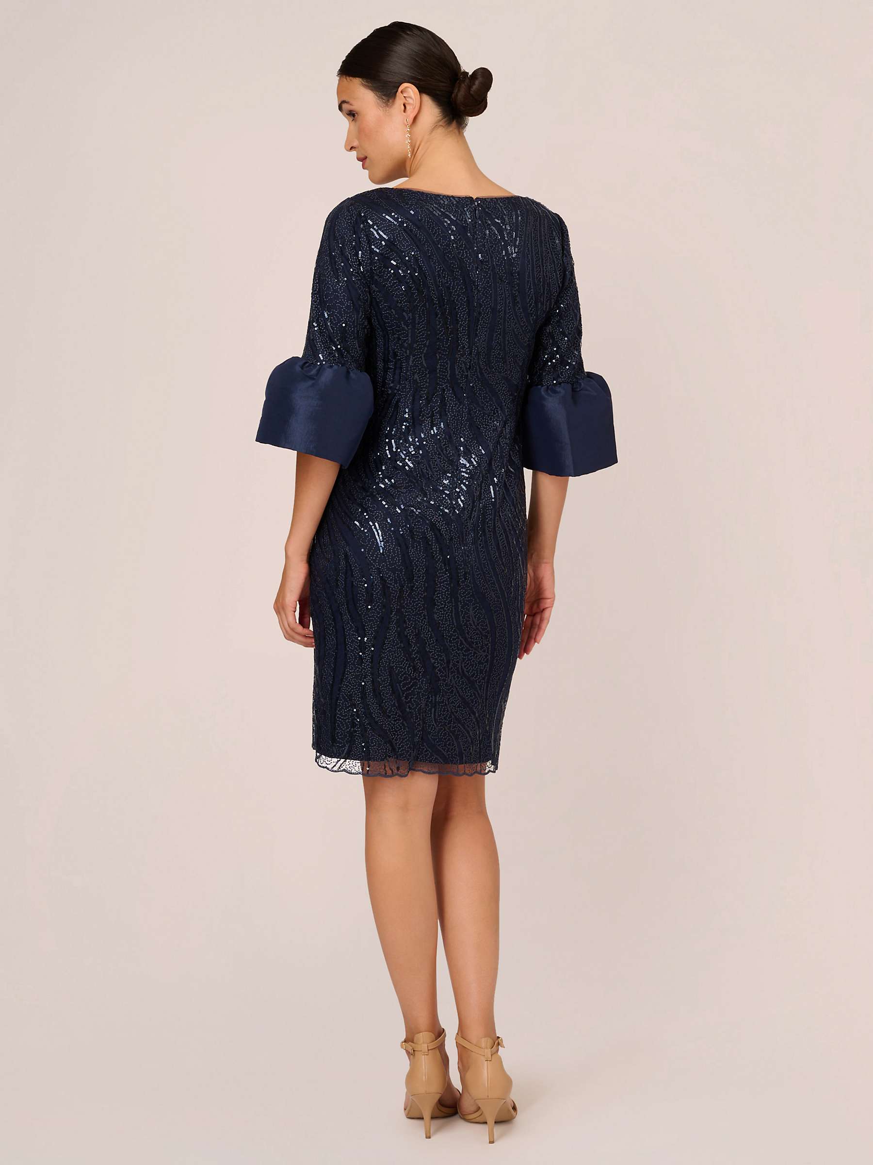 Buy Adrianna Papell Embroidered Bell Sleeve Dress, Midnight Online at johnlewis.com