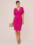 Adrianna Papell Knit Crepe Pearl Trim Knee Length Dress, Hot Orchid