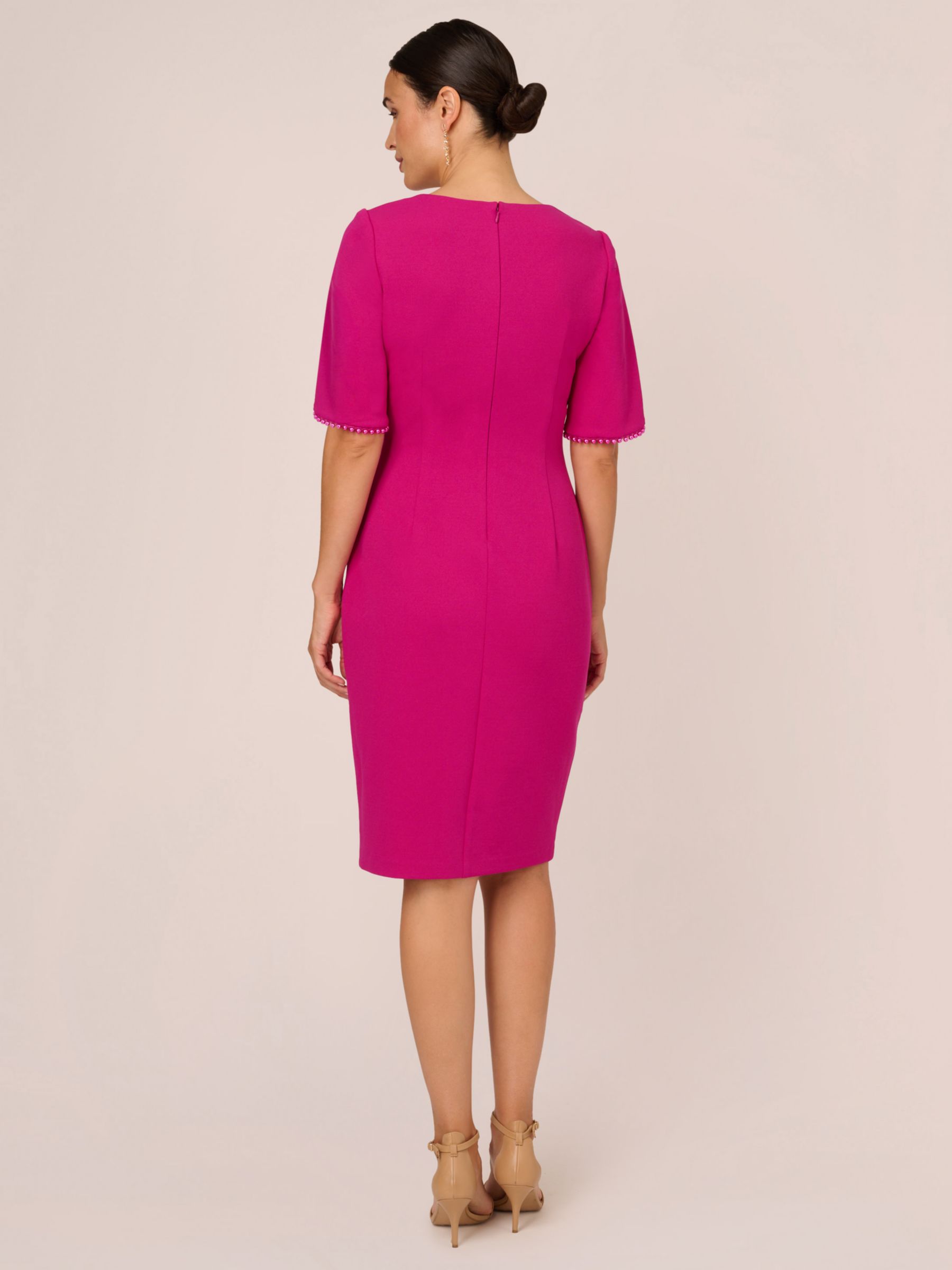 Buy Adrianna Papell Knit Crepe Pearl Trim Knee Length Dress Online at johnlewis.com