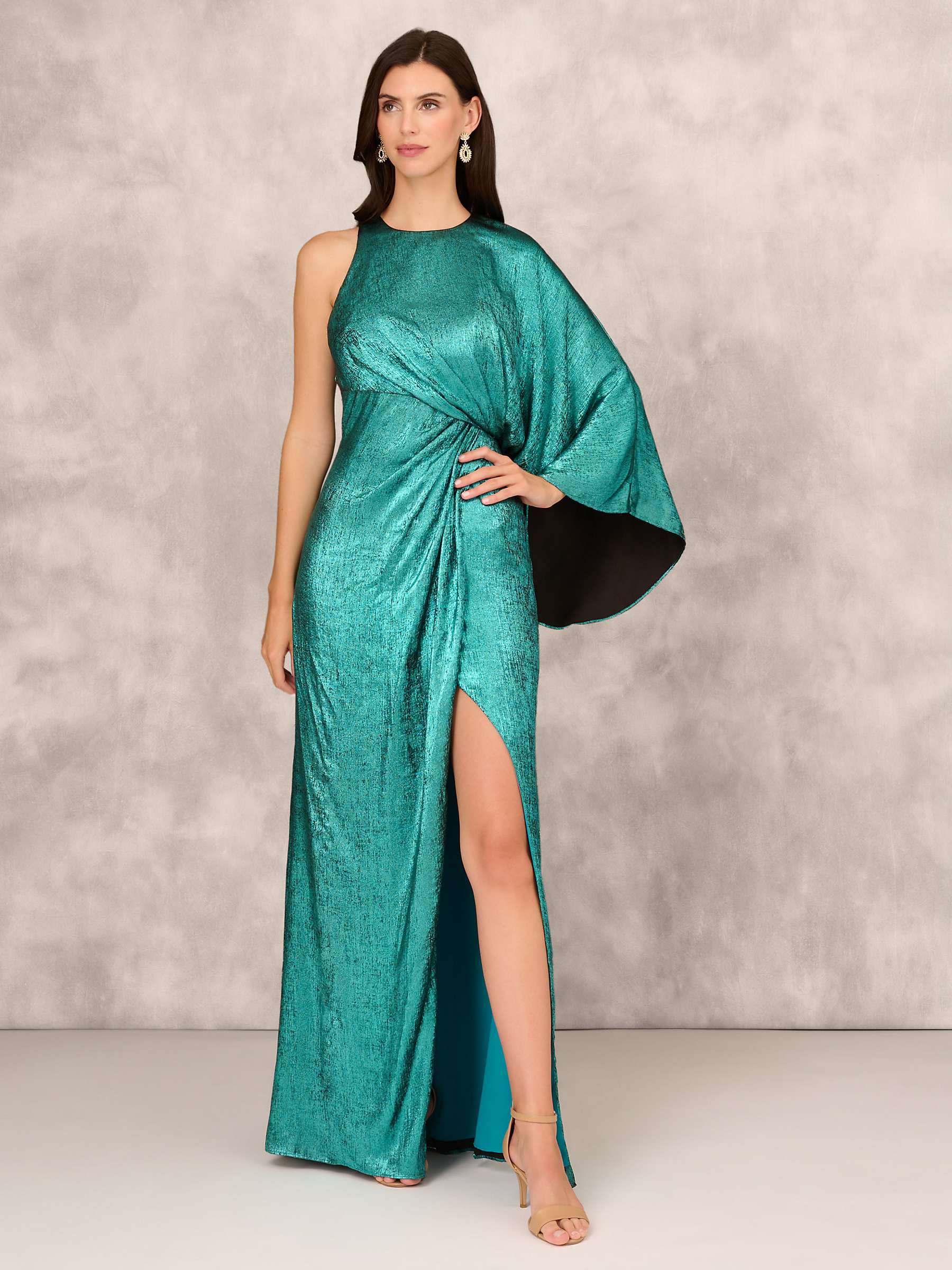Buy Adian Mattox by Adrianna Papell Foil Chiffon Gown, Jade Online at johnlewis.com