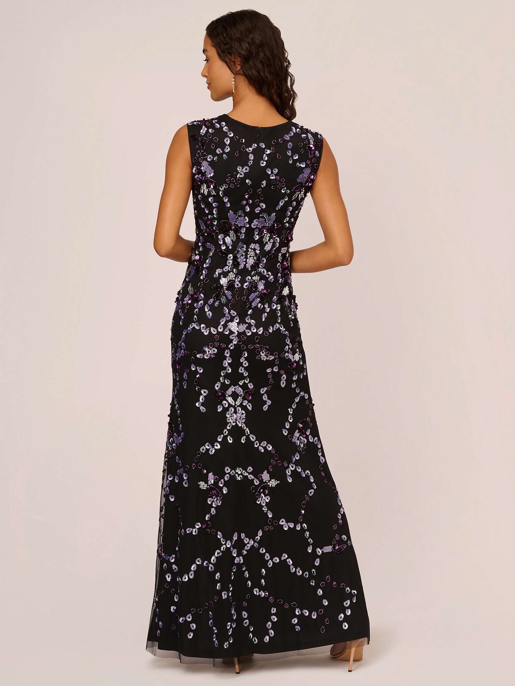 Buy Adrianna Papell Beaded V-Neck Maxi Dress, Black/Purple Online at johnlewis.com